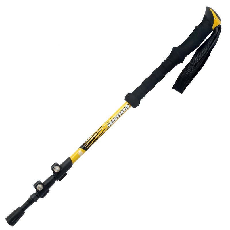 Outdoor Straight Handle Trekking Pole Outside Lock Telescopic Hand Three-Section Trekking Pole Mountain Walking Pole