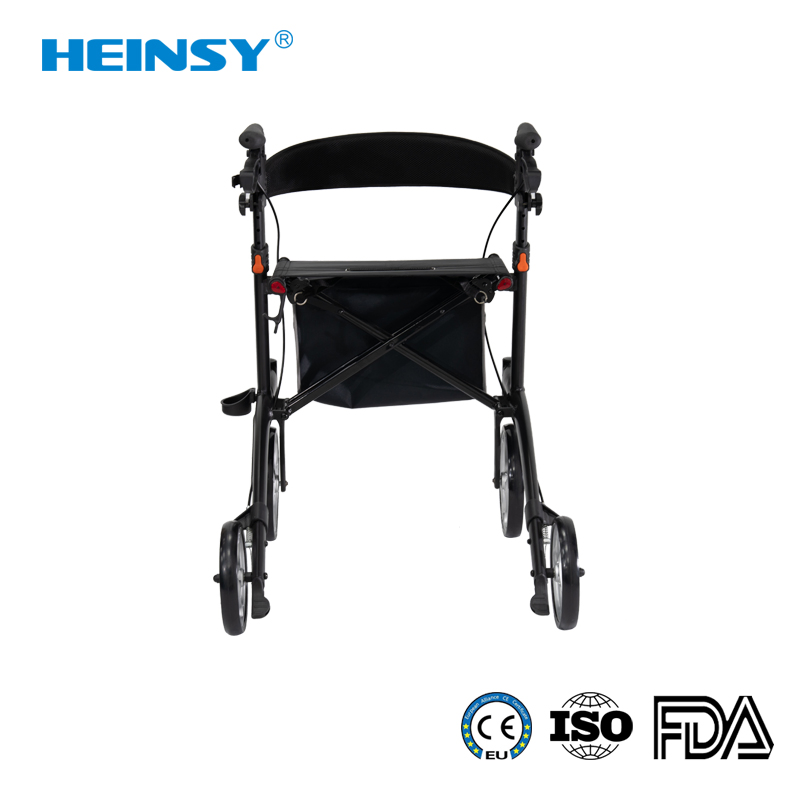 Hes-906b Aluminum Alloy Foldable Rollator Walker with Wheels and Seat Adult Rollator Walker Old People Shopping Cart