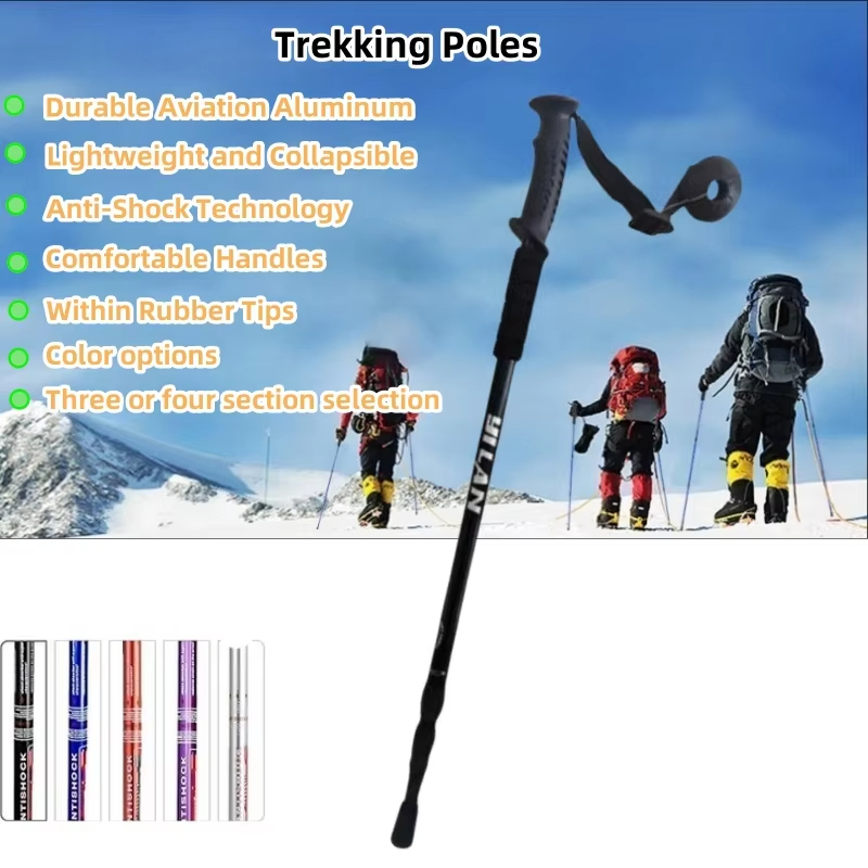 Hiking Trekking Pole Collapsible Lightweight Anti Shock Hiking or Walking Sticks Adjustable Hiking Pole for Men and Women