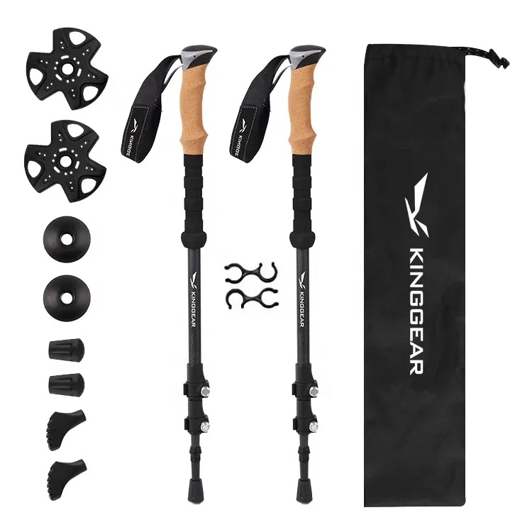 Telescopic Hiking Pole Carbon Fiber Nordic Walking Stick with Quick Lock System