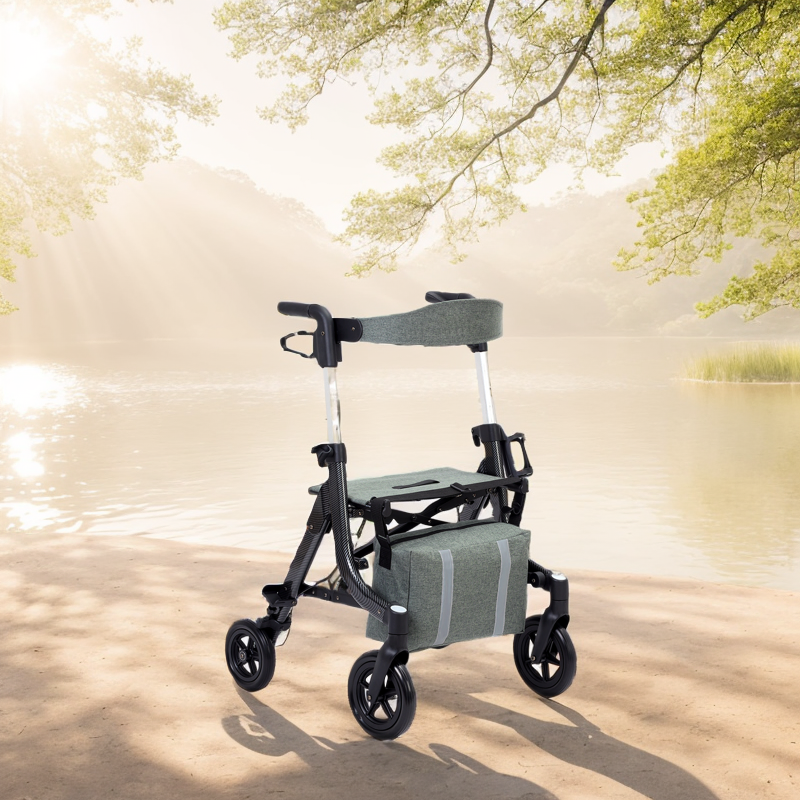 Sturdy Aluminum Rollator with Wheels: 2 in 1 Walker for Seniors