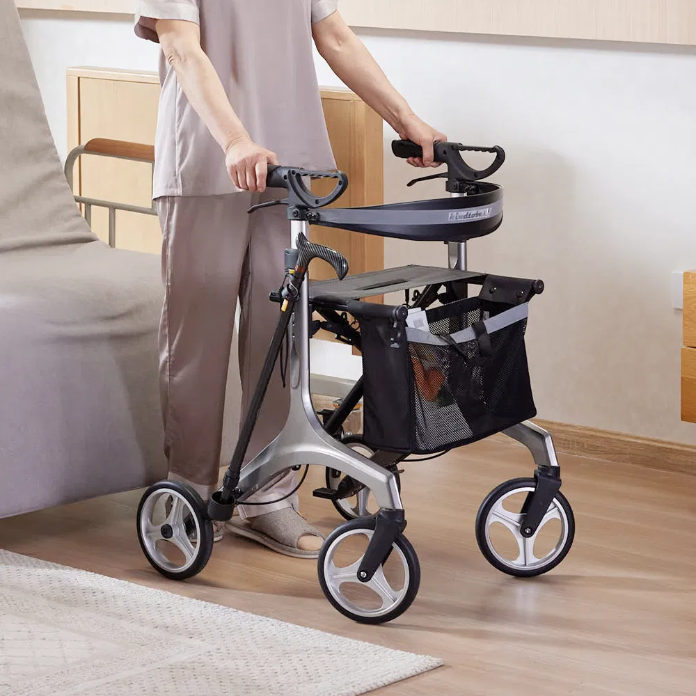 Tecforcare Elderly Care Product Rollator Walker with Seat Mobility Aid Rollator Walker Wheelchair Healthcare Equipment