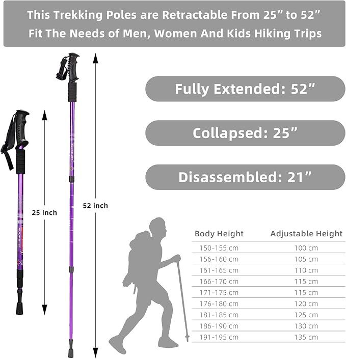 Outdoor Carbon Fiber Walking Sticks Telescoping Foldable Self Defense Hiking Trekking Poles
