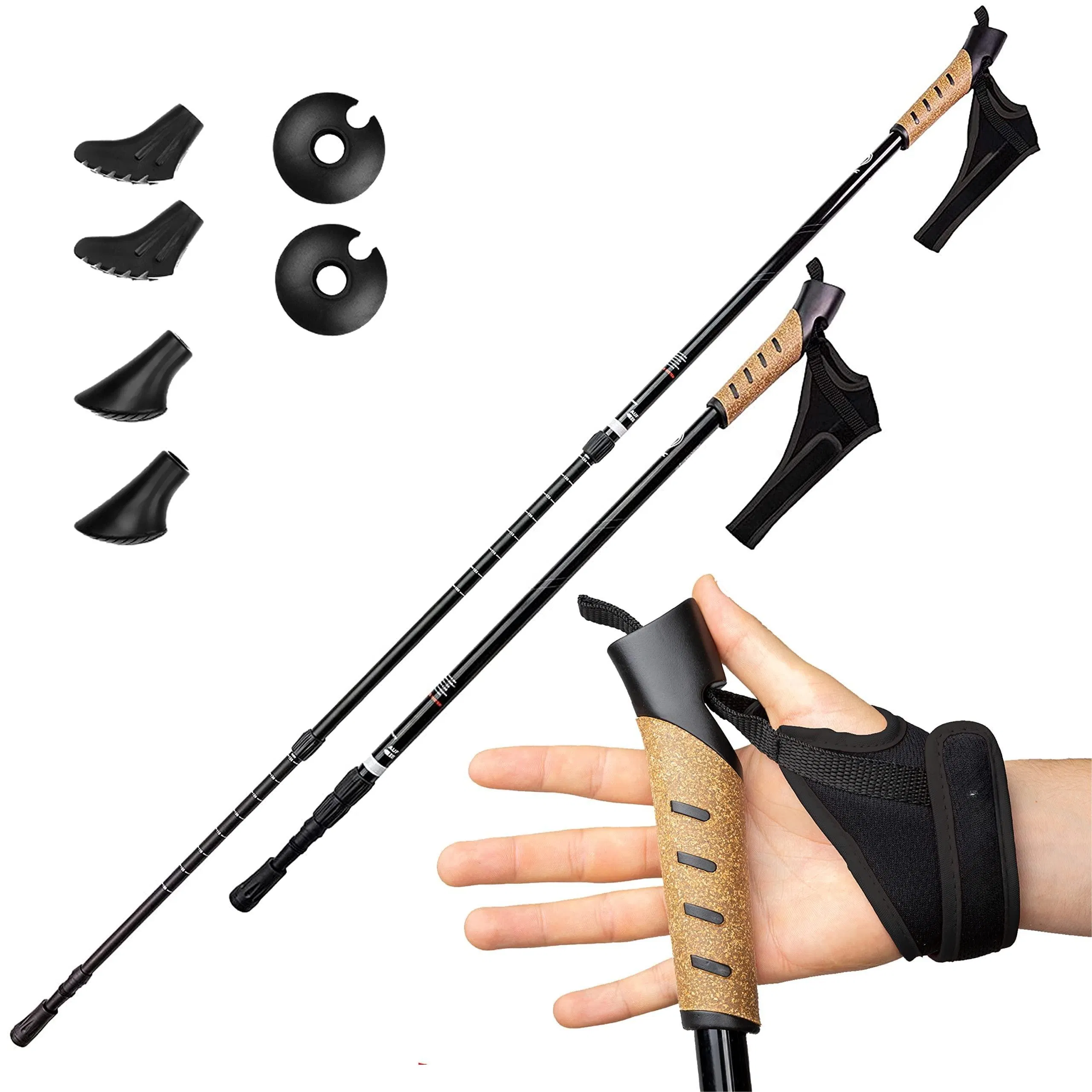 Telescopic Adjustment Aluminium Cushioning-Lightweight Anti-Shock Classic Sticks Hiking Trekking Poles
