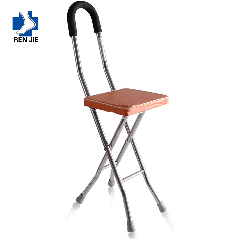 Lightweight Aluminum Alloy Multifunctional Tripod Folding Cane Seat Crutch Stool Three Legs