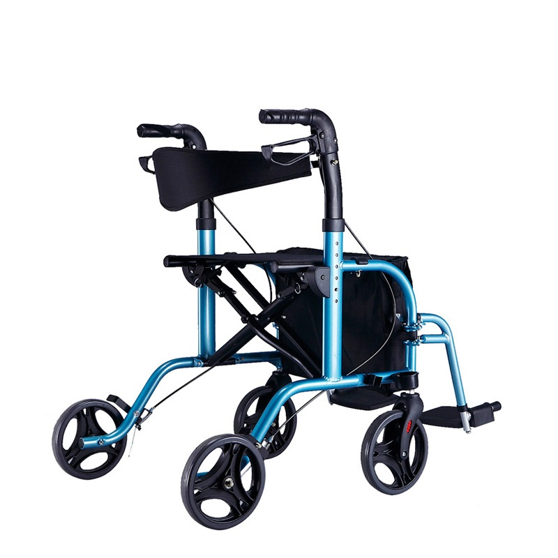 Aluminum Walker Rollator/ Cane Holder With seat For Disable and Elderly
