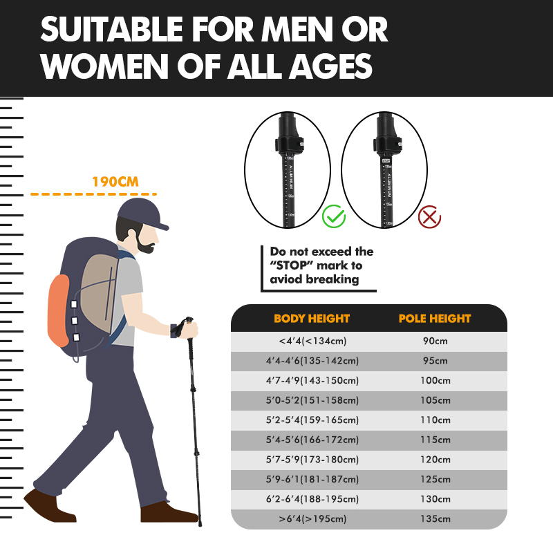 Camping Hiking Folding Walking Stick Collapse Backpacking Hiking Stick Trekking Poles for Hiking