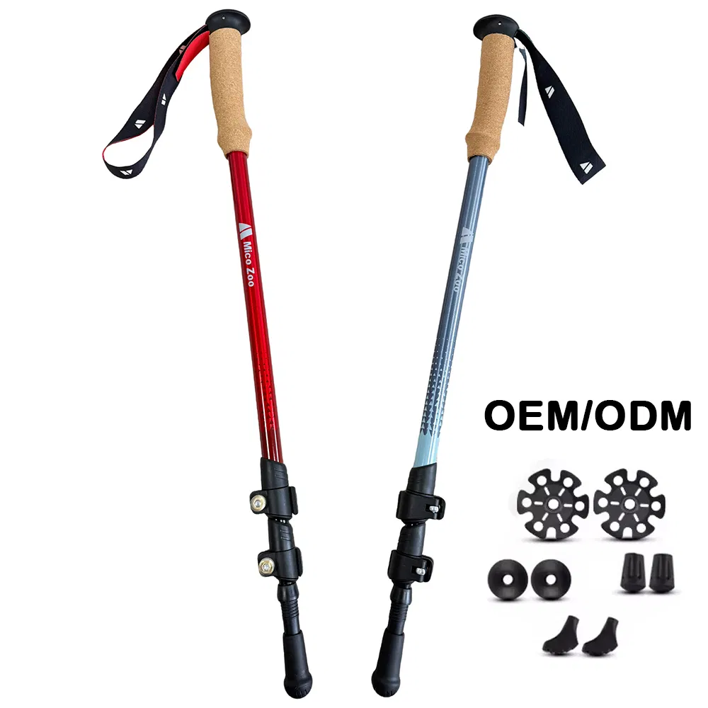 Factory Customized Alpenstock Nordic Walking Hiking Sticks 6061 Aluminum Alloy Telescopic Poles