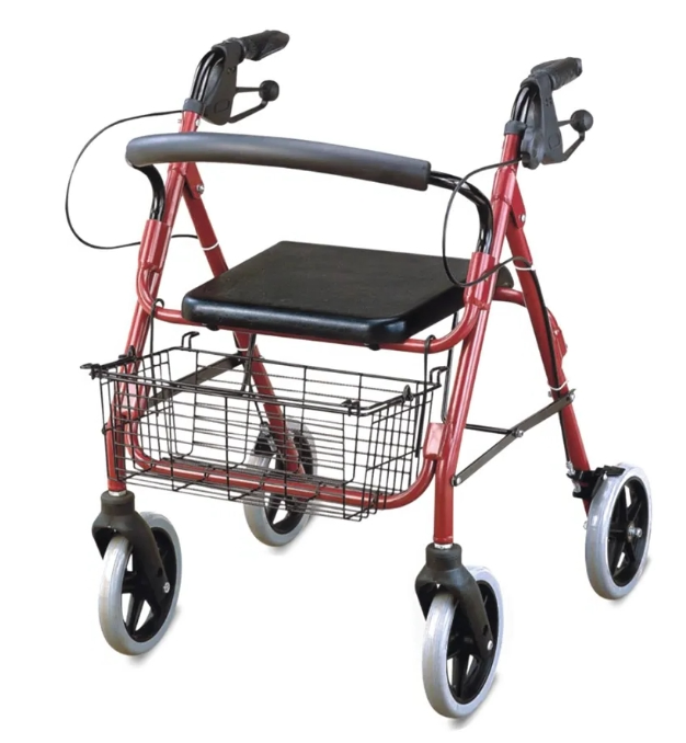 6-Wheel Walking Aid for Elderly Adults with Comfortable Seat