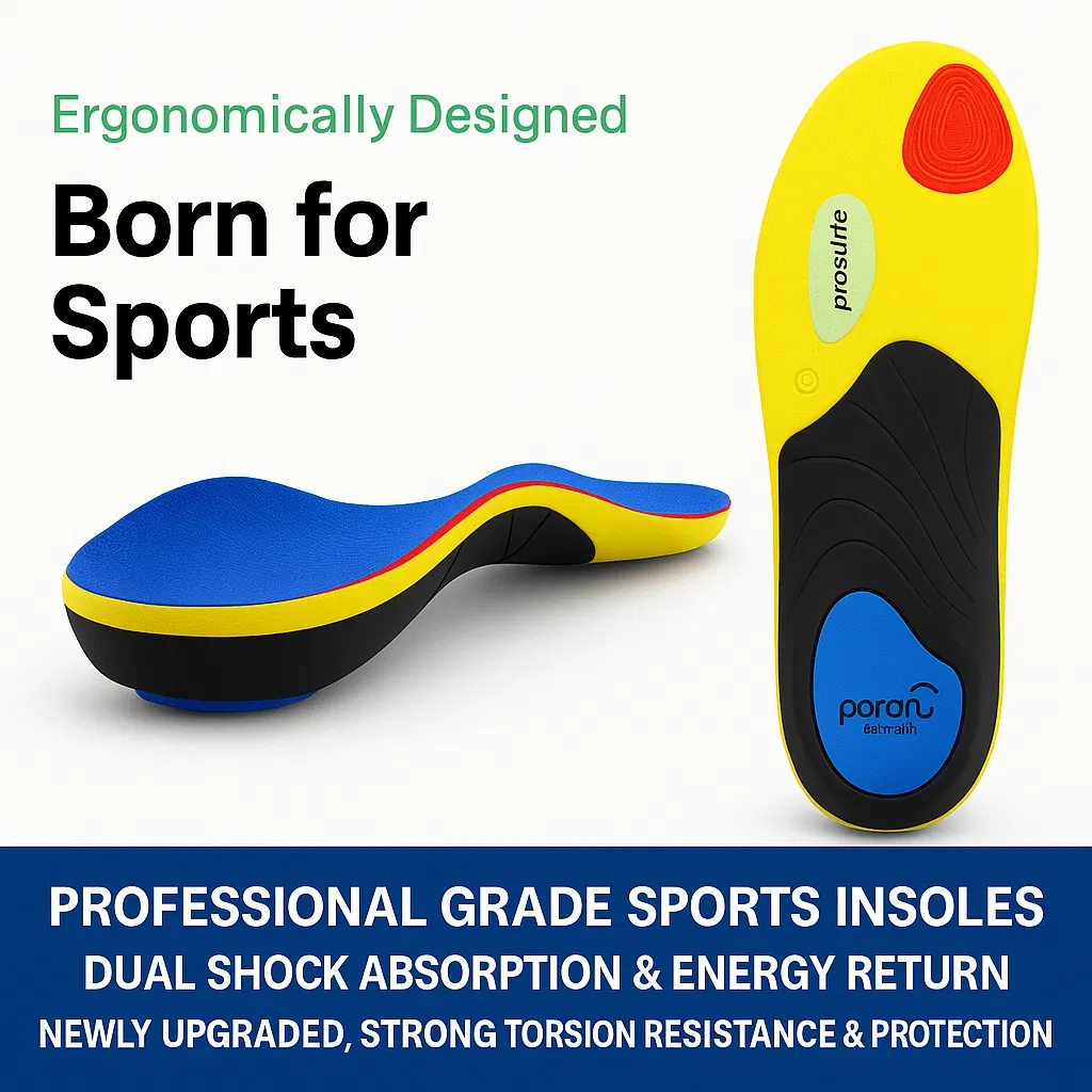 Custom Poron Sports &amp; Comfort Insoles Arch Support Flat Feet Shoes Insert Orthotics
