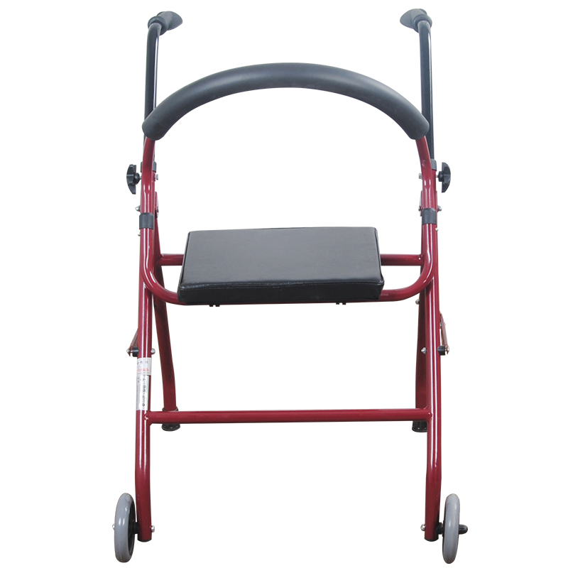 Seniors Adults Upright Walker Stand up Folding Rollator Walker with Backrest Seat and Padded Armrests