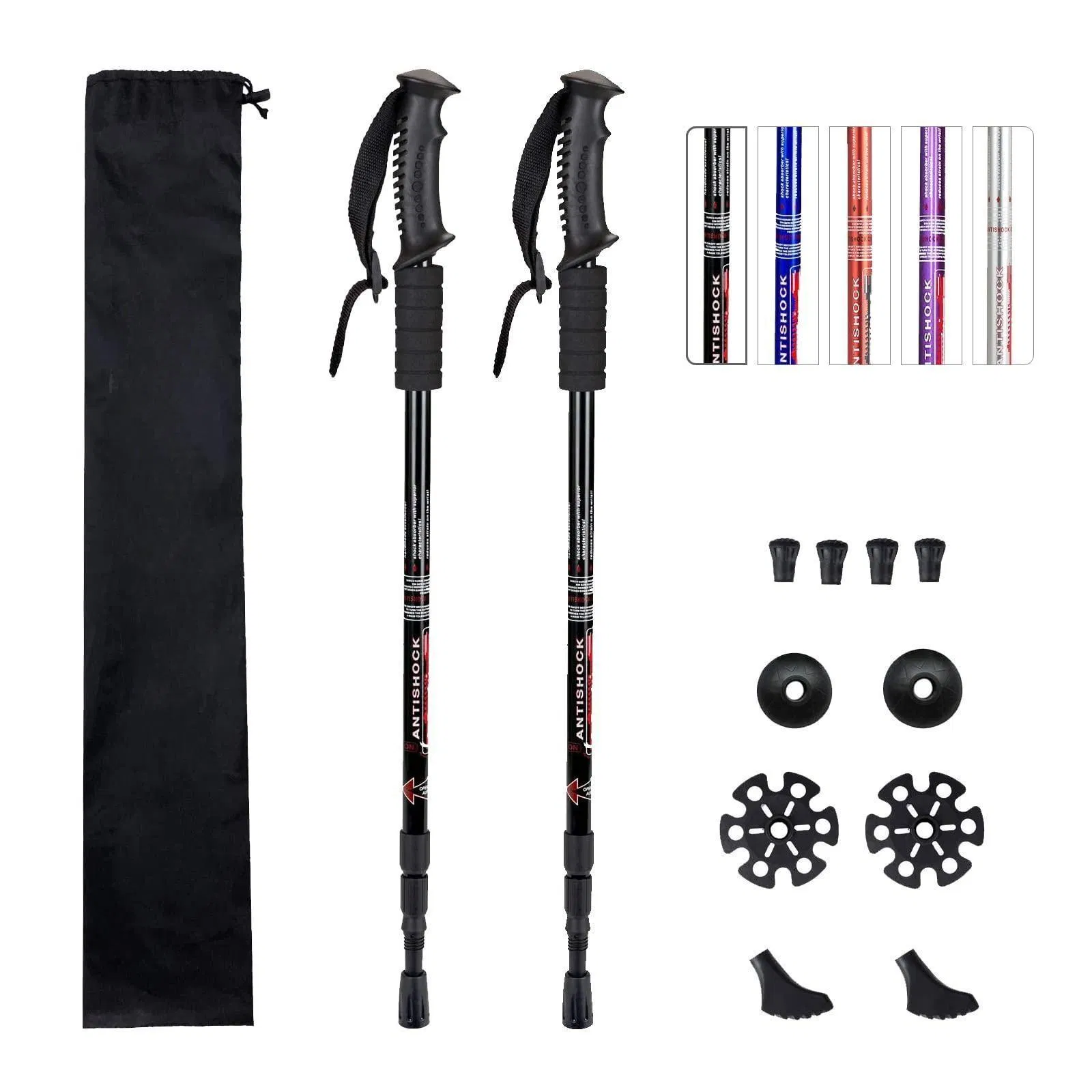 Aluminum Adjustable Walking Sticks Anti Shock Lightweight Hiking Trekking Poles
