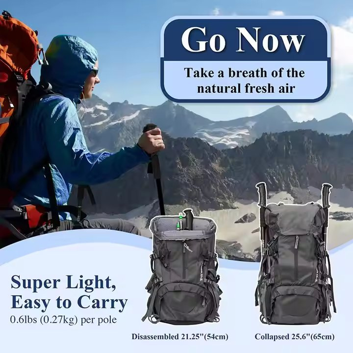 Outdoor Alpenstock Carbon Fiber Walking Sticks Telescoping Self Defense Hiking Trekking Poles Sticks