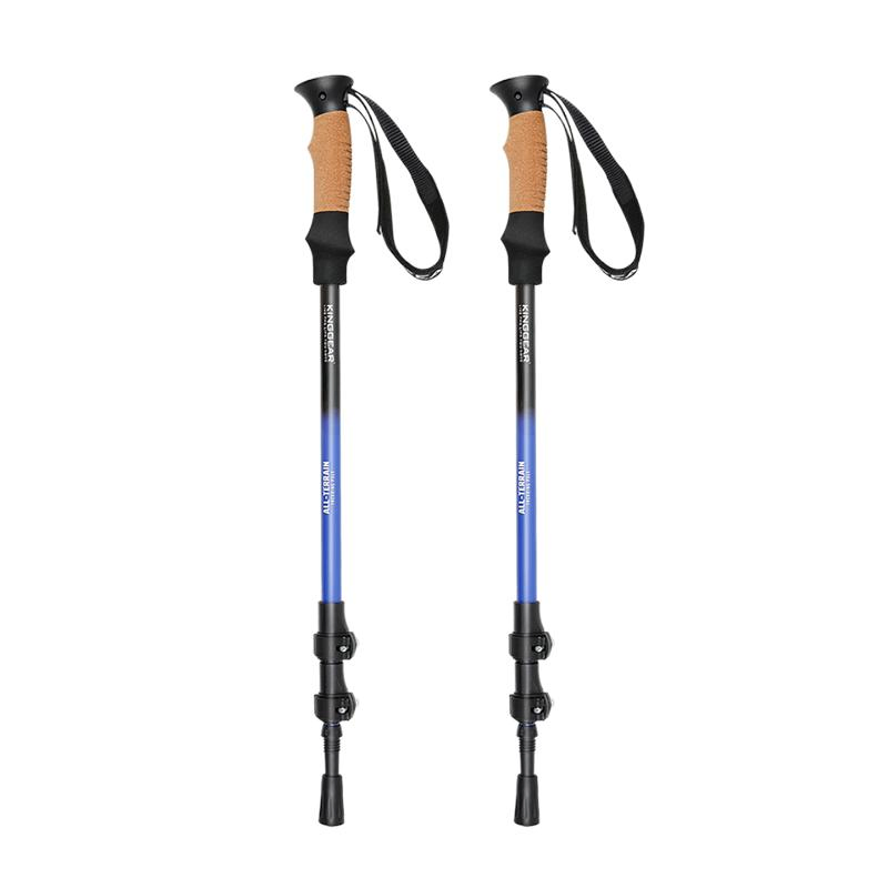 Kinggear Climbing Trekking Pole 3 Section Aluminum 7075 Telescopic Anti Shock Walking Stick