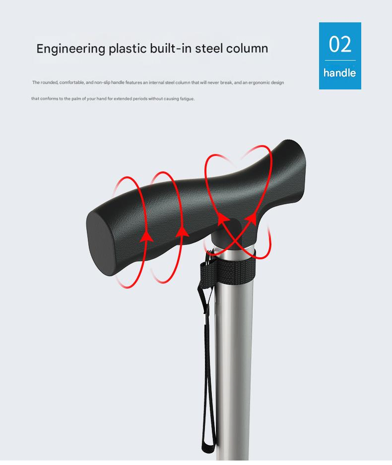 Adjustable Outdoor Aluminum Foldable Cane Retractable Walking Stick with Rehabilitationwith Stool