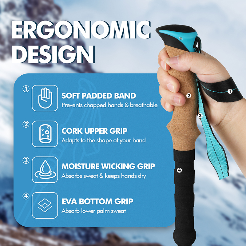 Carbon Fiber 100% Foldable Trekking Pole Nordic Walking Stick-Telescopic Hiking Pole with Lock