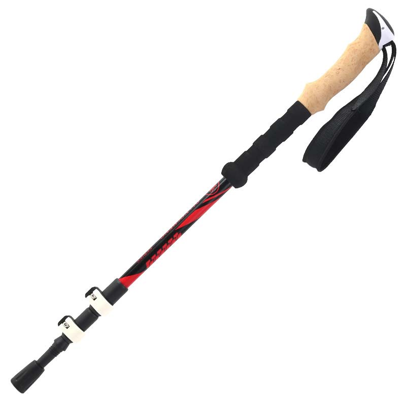 Aluminum Trekking Pole Telescopic Pole Folding Outside Lock Three Trekking Pole Walking Cane