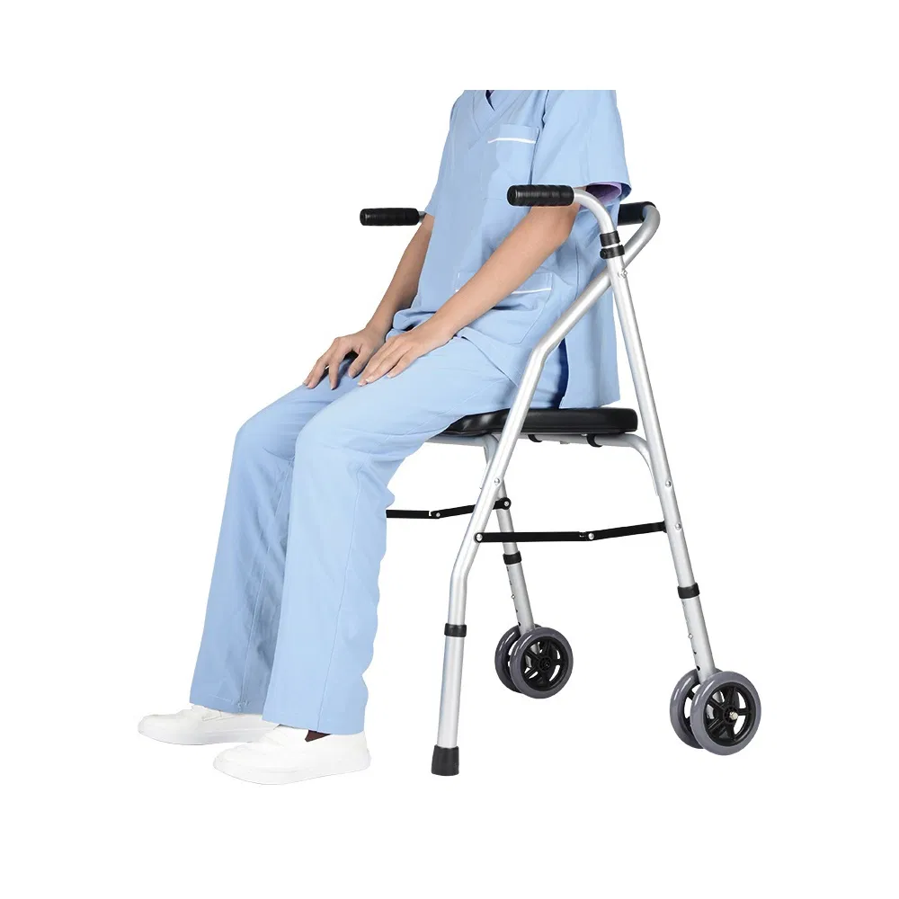 Dl-7011e Height Adjustable Heavy Duty Medical Aid for Disabled Seniors Mobility Walking Aluminum Rollator Walker