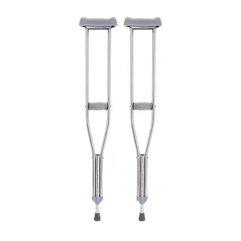 High Quality Stainless Steel Underarm Crutches Elderly Walking Stick Adjustable Axillary Crutches