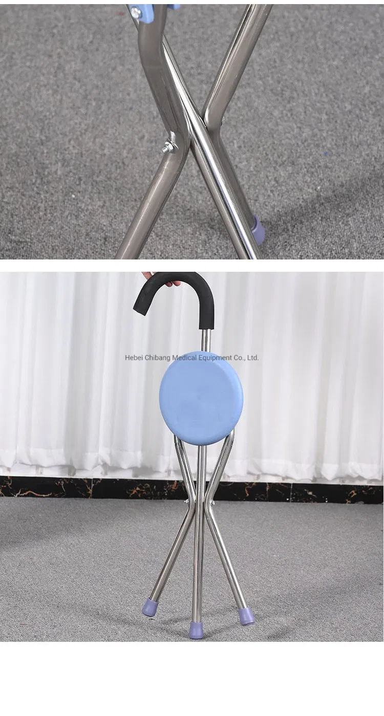 Four Legs Cane with Chair Folding Crutch