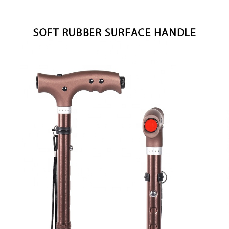 Kinggear 5 Sections Single Based Folding Elderly Walking Stick Cane with LED Light