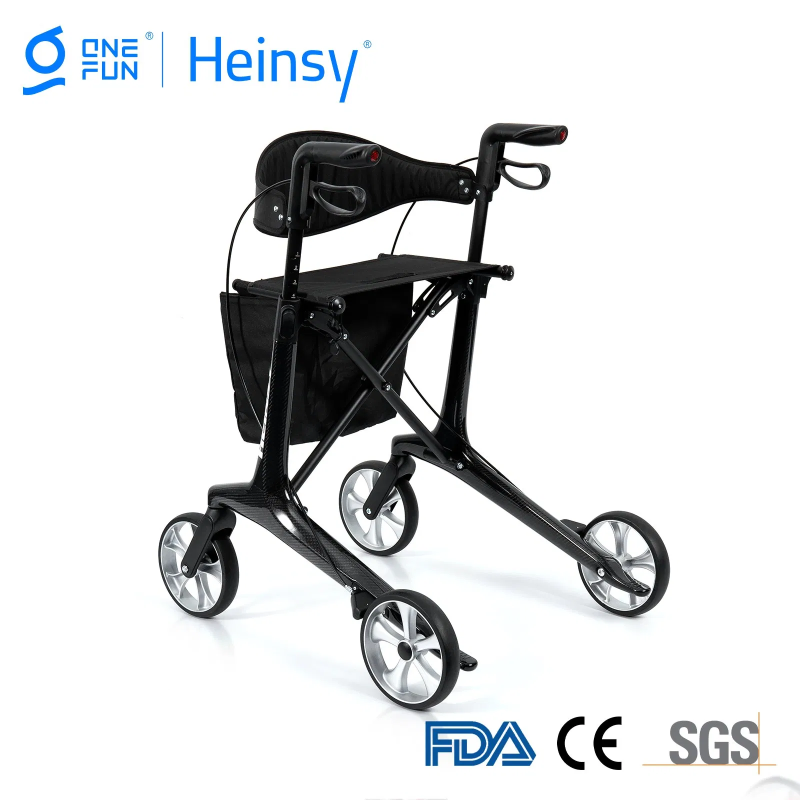 Hes-R306 Medical Rollator Walker with Seat Health Care Aluminum Lightweight Rollator and Rehabilitation Walker Rollator for Elderly