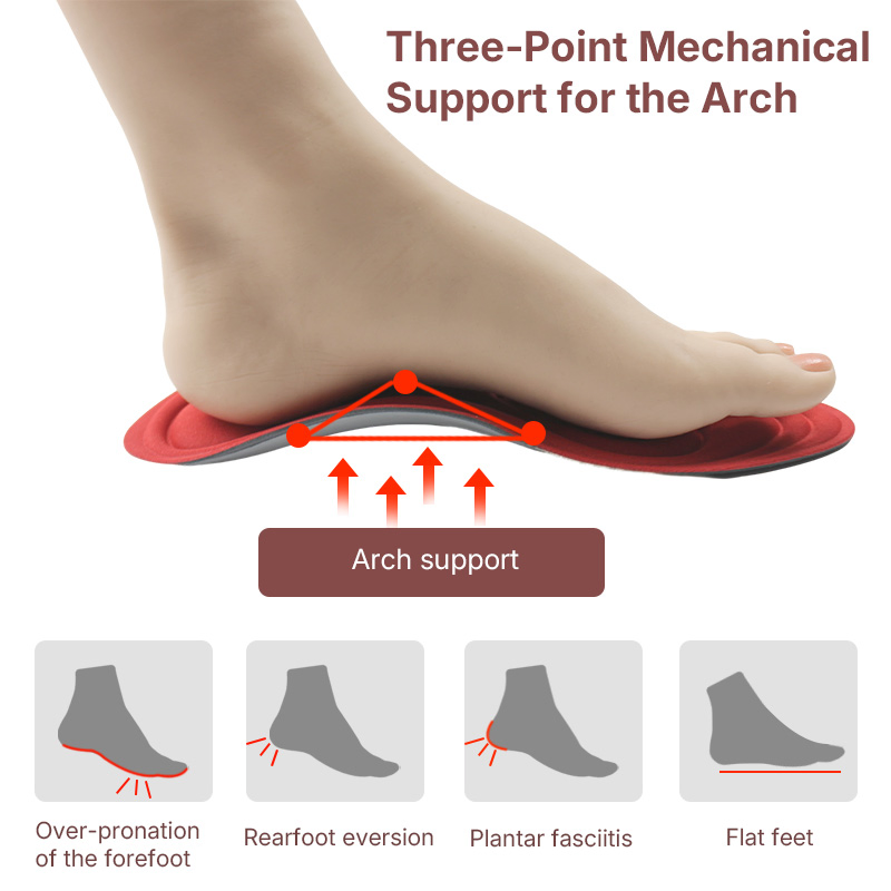 Red Sports Memory Foam Plantar Fasciitis Orthotic Flat Foot Arch Support Insole