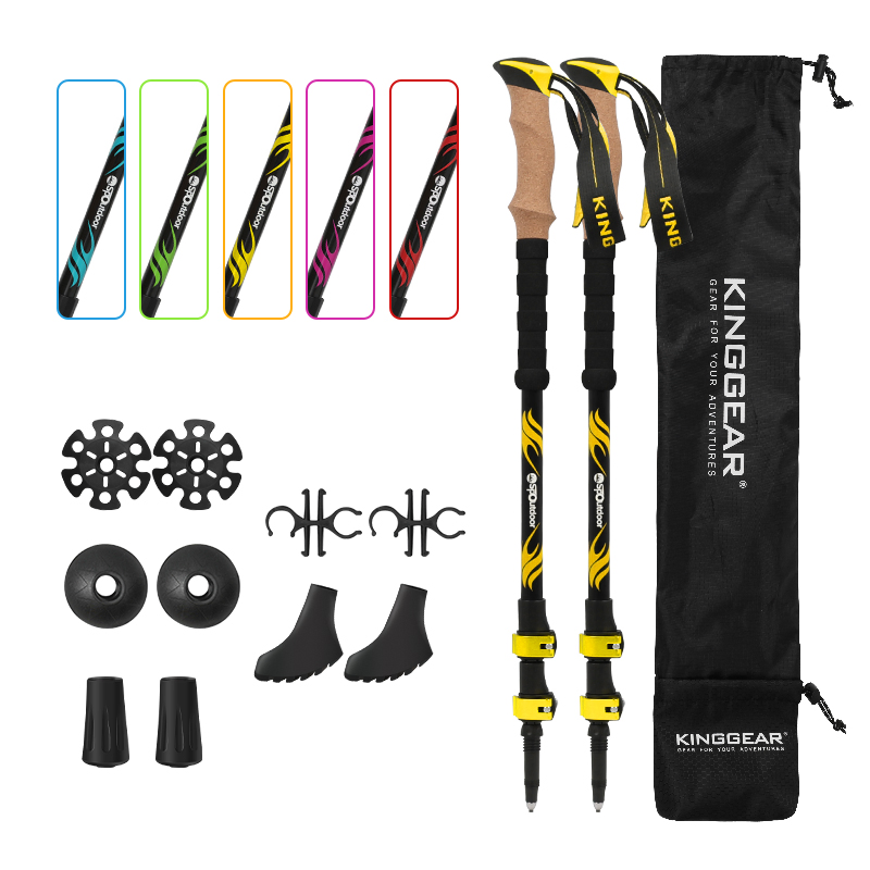 Carbon 3 Sections Lightweight Adjustable Foldable Carbon Fiber Travel Hiking Trekking Poles Walking Stick