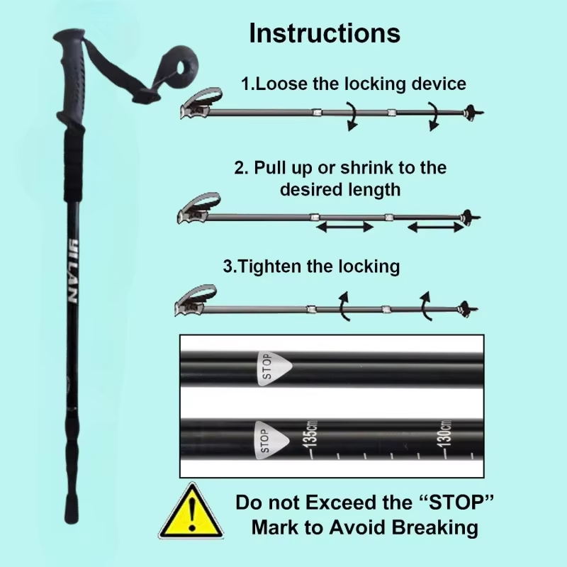 Hiking Trekking Pole Collapsible Lightweight Anti Shock Hiking or Walking Sticks Adjustable Hiking Pole for Men and Women