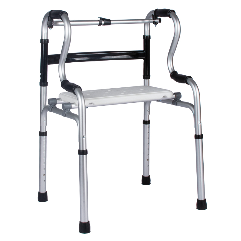 Dl-7012 with White Seat Home Care Folding Aluminum Walker for Elderly Adults - Lightweight Mobile Medical Rollator