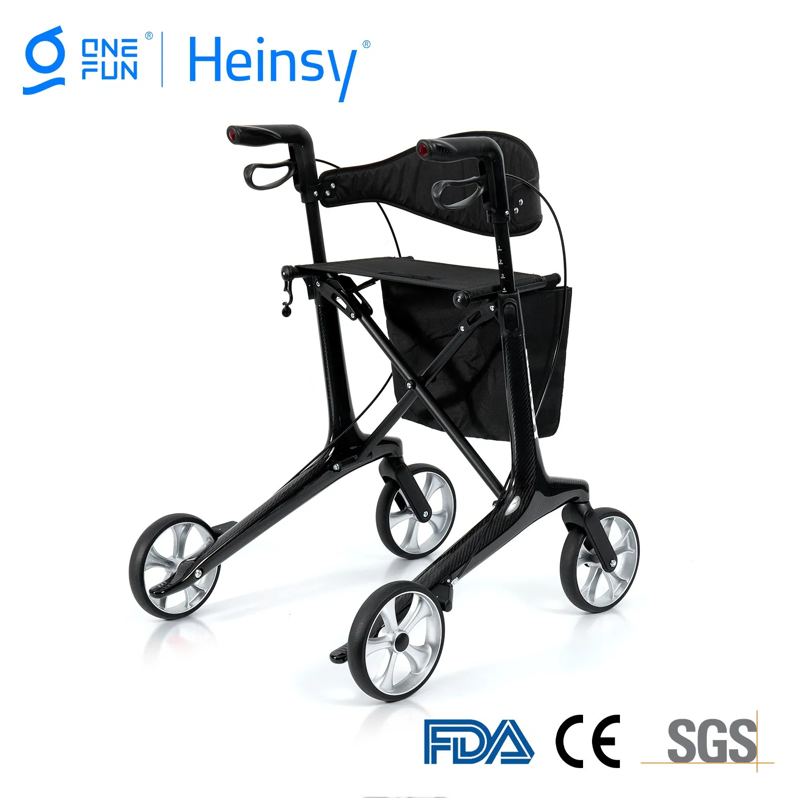 Hes-R306 OEM/ODM Steel Frame Wheel Adults Rollator Walker Helper with Seat Walker Assist for Elder Walker Rollator