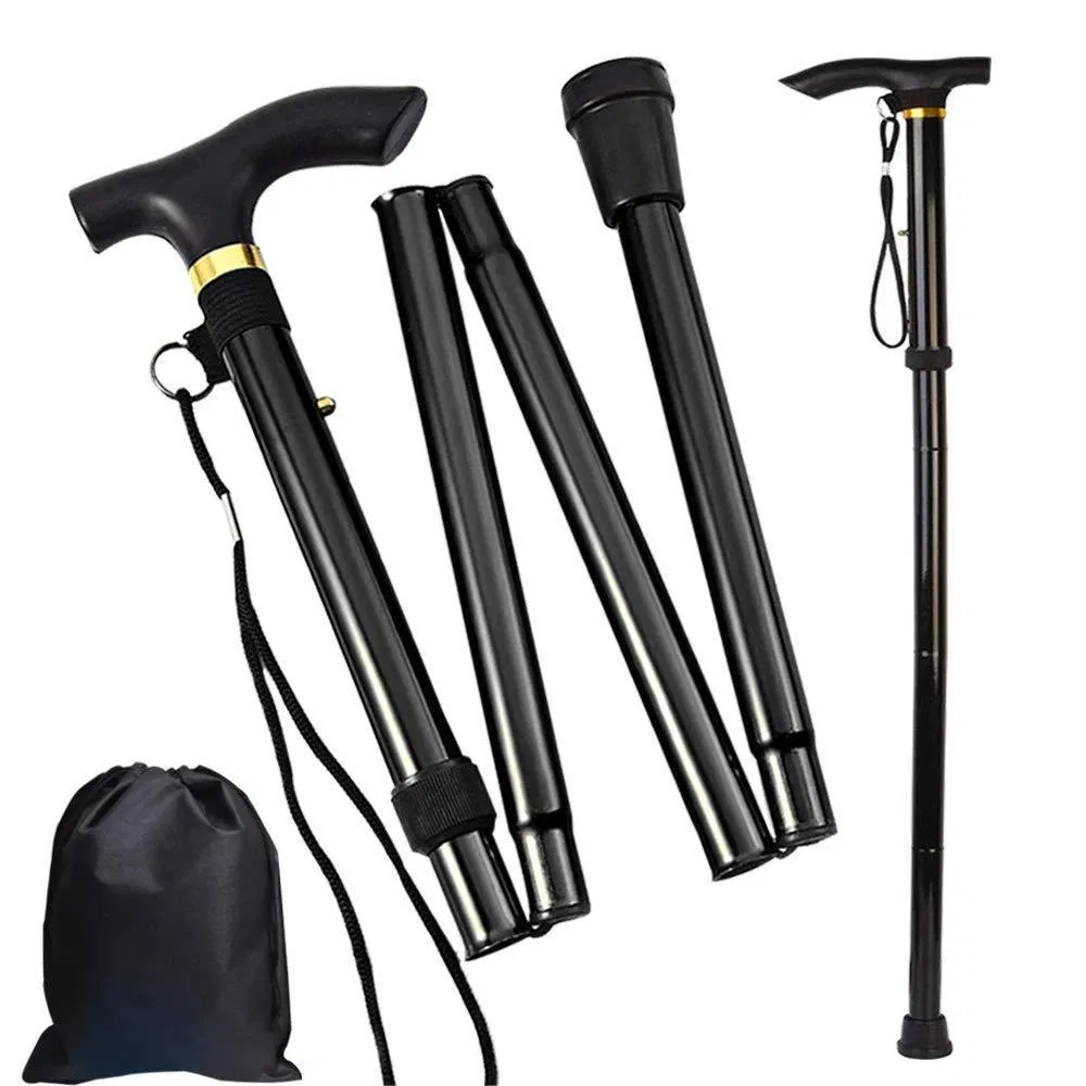 Anti Shock Lightweight Adjustable Walking Collapsible Walking Stick Folding Cane Trekking Poles