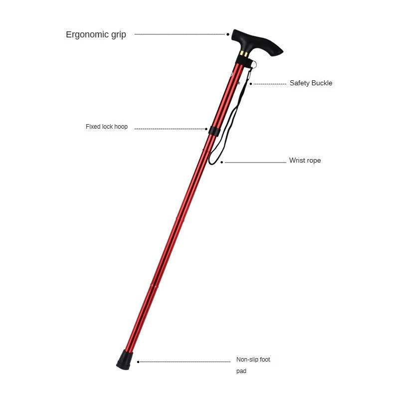 Lightweight Aluminum Travel Hiking Crutches Ultralight 5 Section Adjustable Walking Stick Aluminum Alloy Foldable Canes
