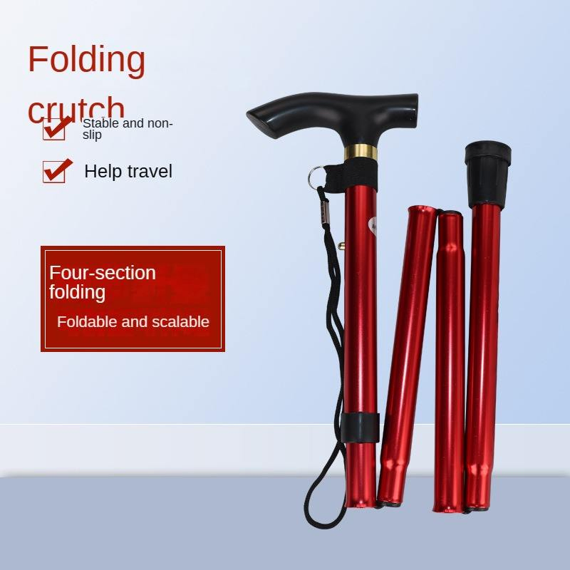 Lightweight Aluminum Travel Hiking Crutches Ultralight 5 Section Adjustable Walking Stick Aluminum Alloy Foldable Canes