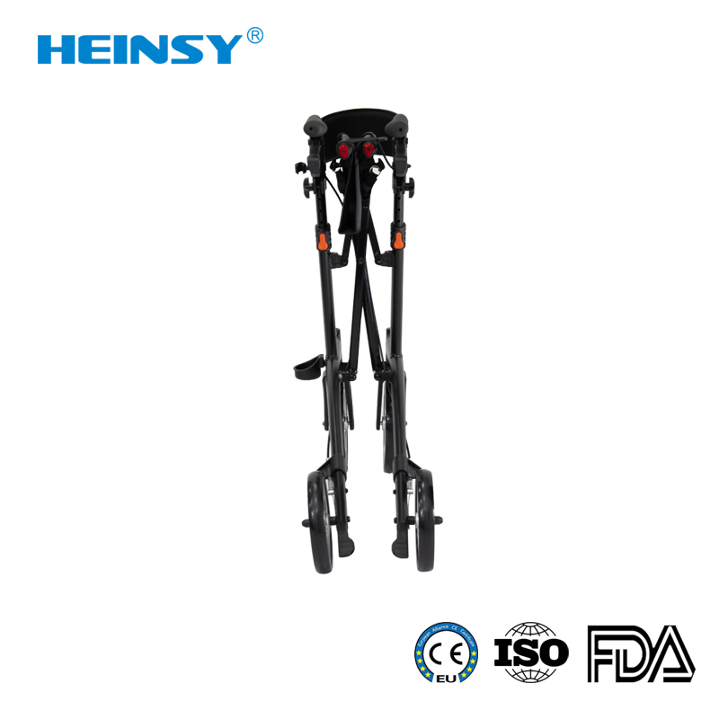 Hes-906b Aluminum Alloy Foldable Rollator Walker with Wheels and Seat Adult Rollator Walker Old People Shopping Cart