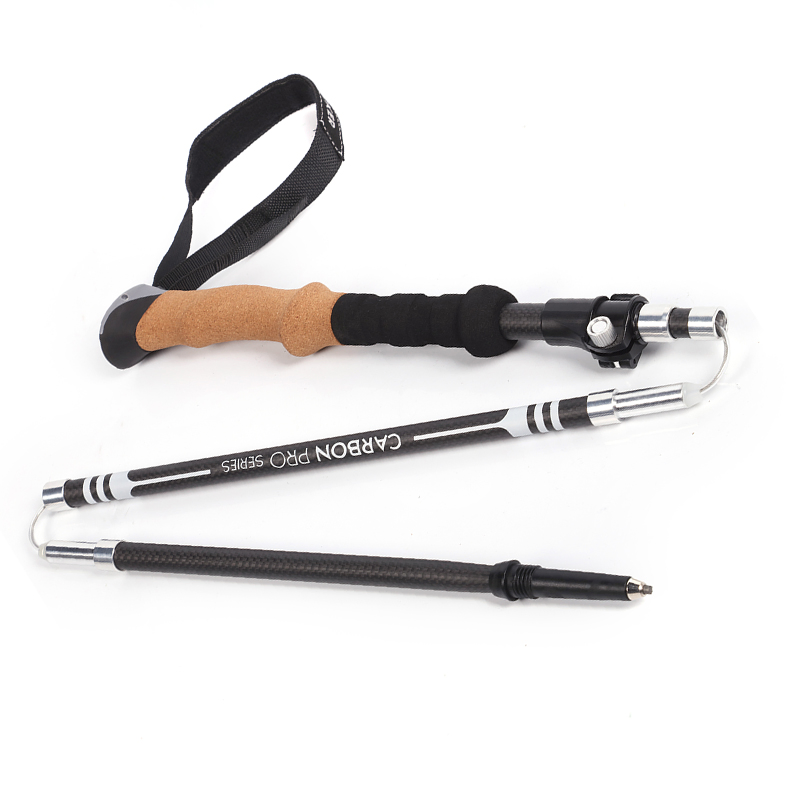 Carbon Foldable Snow Alpenstock Mountaineering Cane Hiking Nordic Walking Sticks Trekking Poles for Outdoor