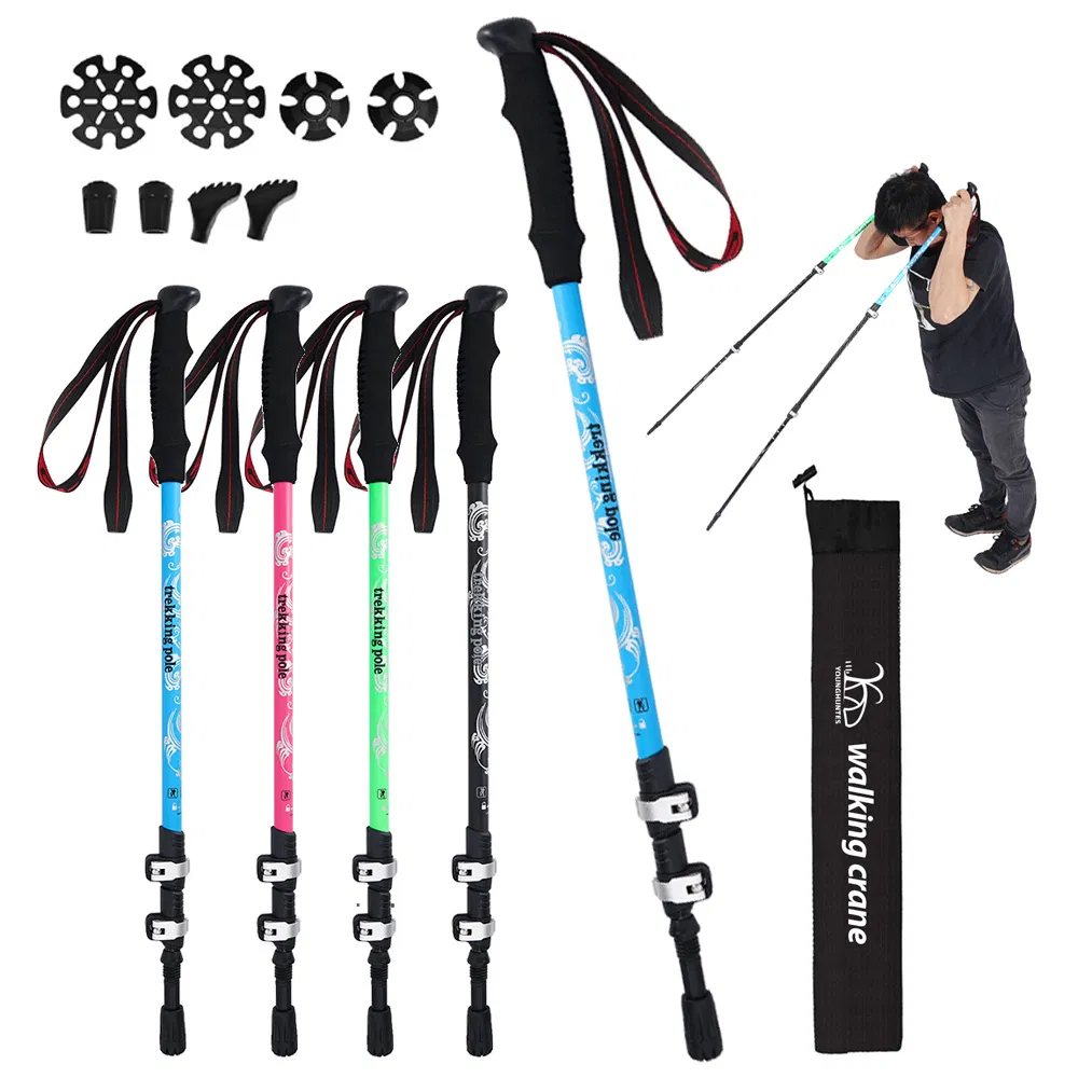 Outdoor Light Telescopic Nordic Folding Walking Stick Trekking Poles for Hiking Anti-Shock