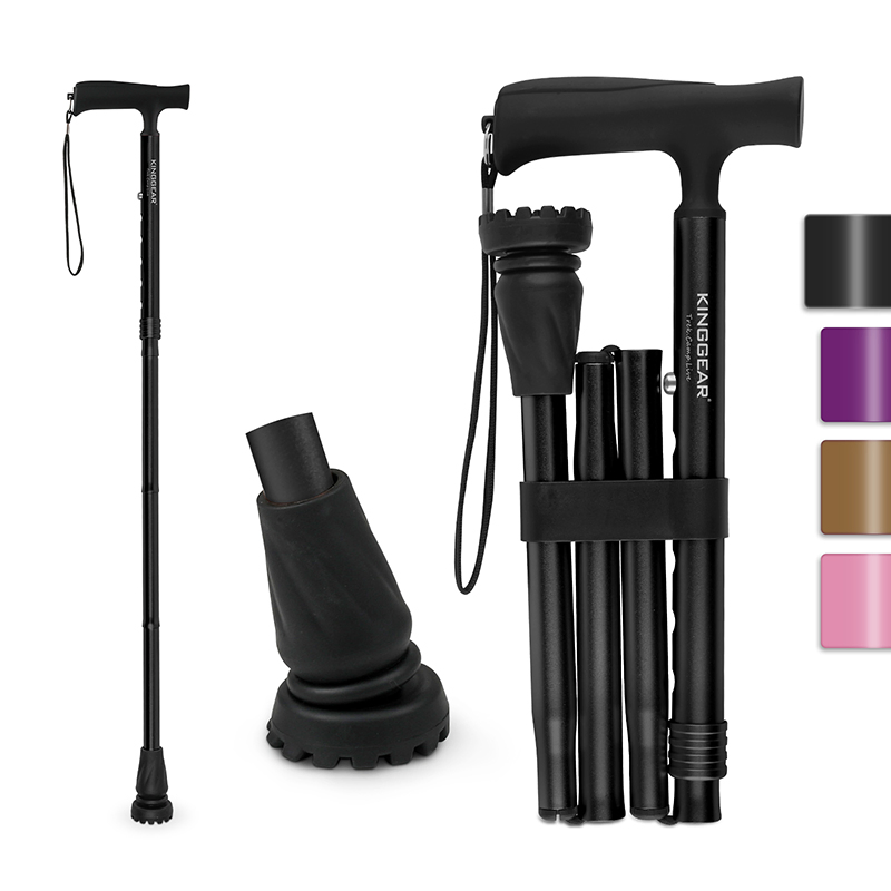Kinggear Foldable Walking Cane Sticks for Seniors Adults Collapsible Cane for Men Women