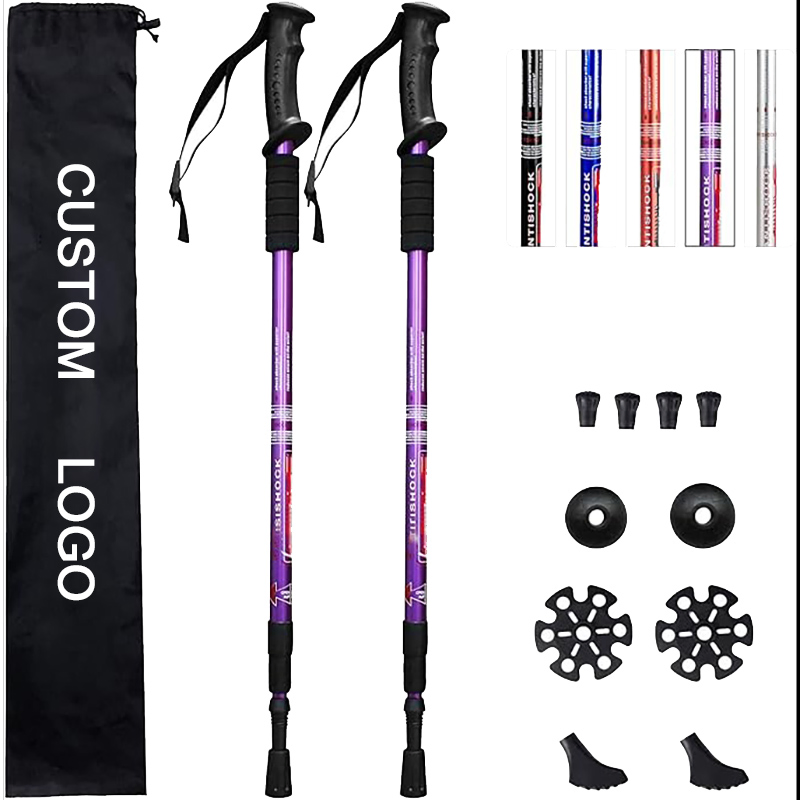 Outdoor Carbon Fiber Walking Sticks Telescoping Foldable Self Defense Hiking Trekking Poles
