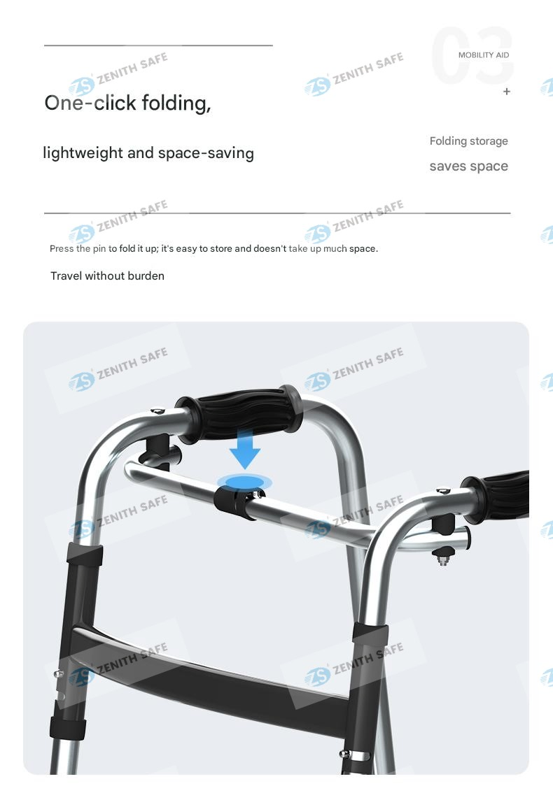 Folding Medical Adjustable Light Weight Mobility Adult Elderly Walking Wheel Walker for Disabled People