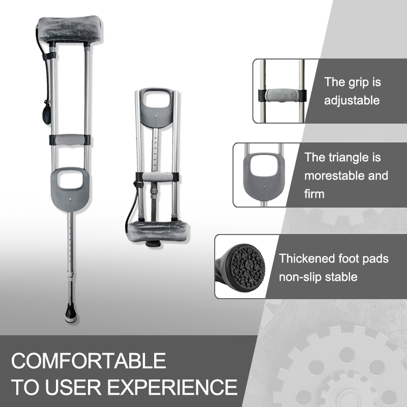 Adjustable Height Lightweight Aluminum Alloy Kid Adult Underarm Crutches Disabled Elbow Crutches