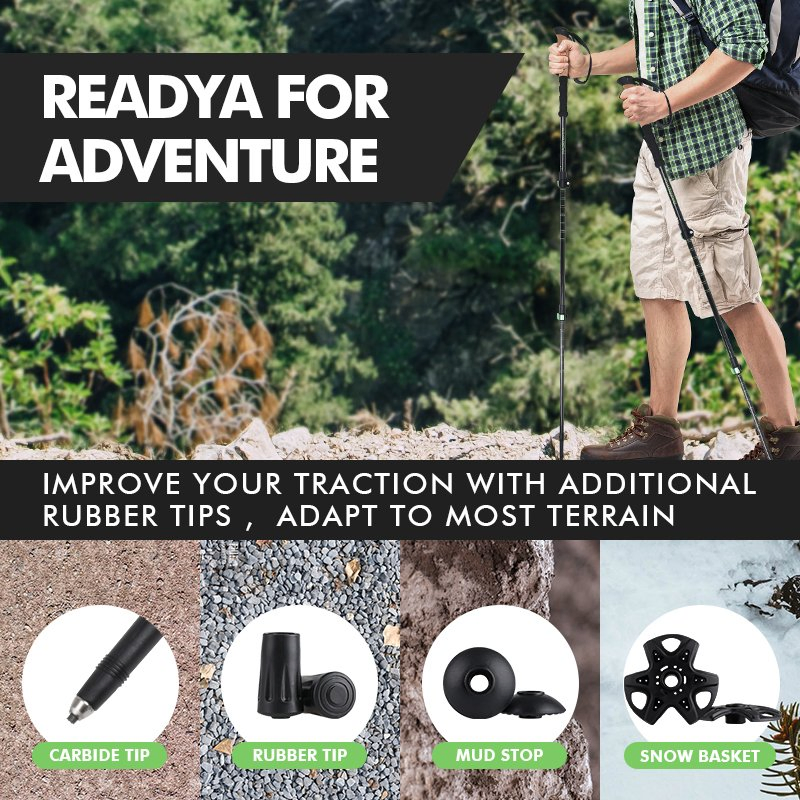 3-Section 100% Carbon Fiber Telescopic Trekking Poles