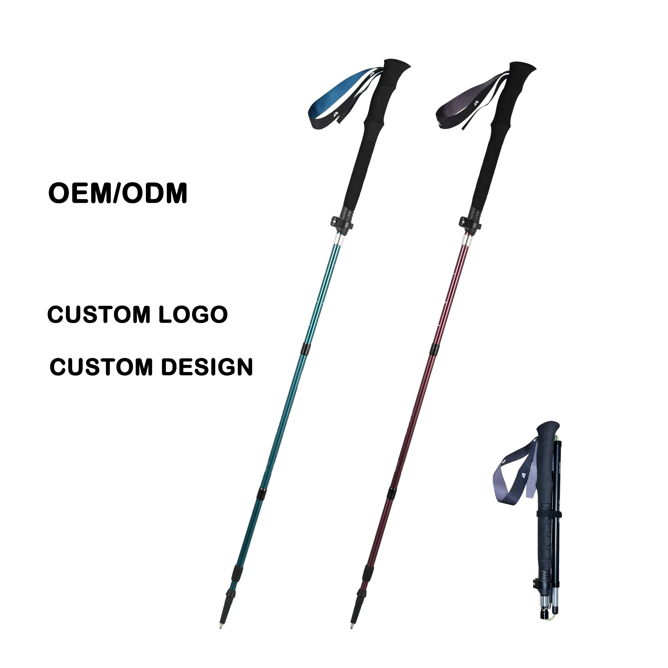 Tungsten Steel Tip Hiking Sticks Ultra-Light Telescopic Folding Non-Slip Adjustable Trekking Pole