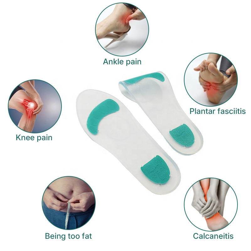 Full Pad Heel Anti-Pain Plantar Fasciitis Sports Shock Absorption Soft Silicone Insole