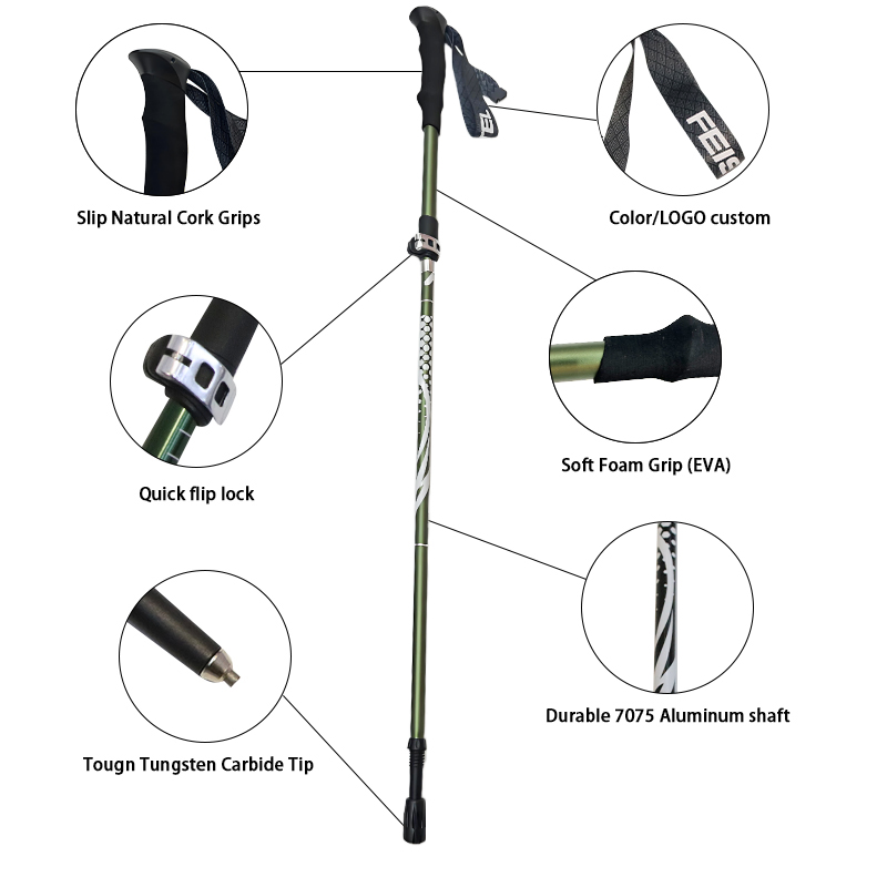 Hot Sale Hiking Camping and Outdoor Adventures Waterproof Foldable Trekking Poles