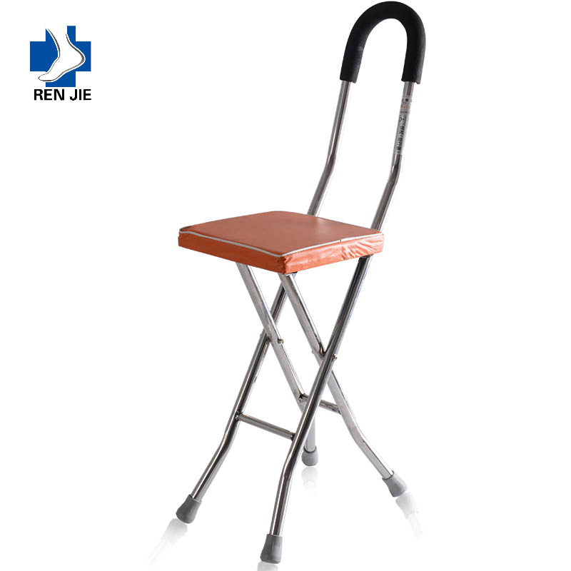 Lightweight Aluminum Alloy Multifunctional Tripod Folding Cane Seat Crutch Stool Three Legs