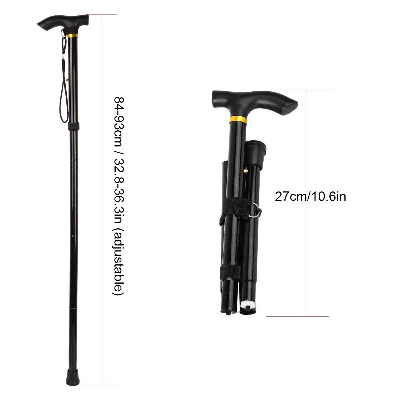 Anti Shock Lightweight Adjustable Walking Collapsible Walking Stick Folding Cane Trekking Poles