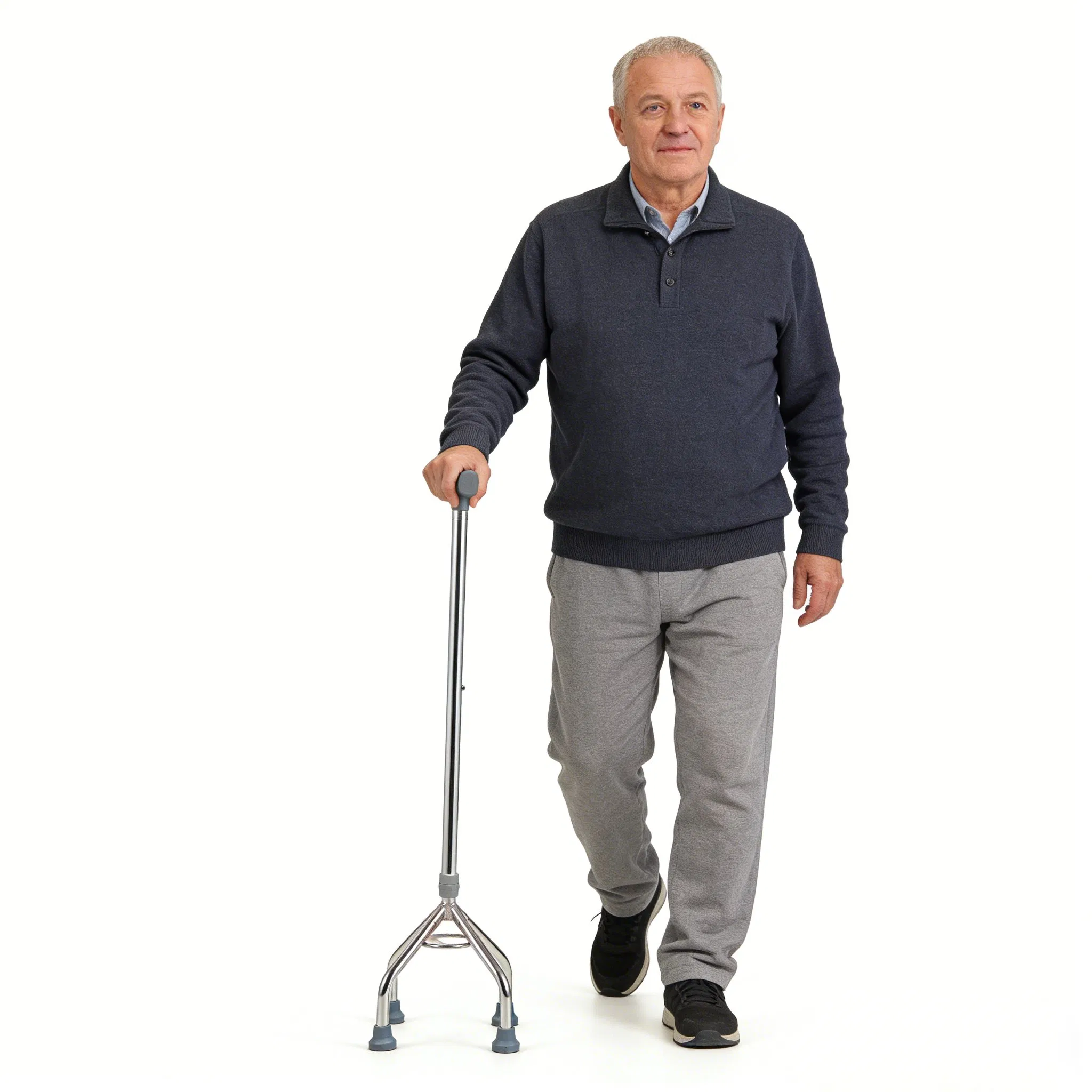 Adjustable Quadruple Cane Aluminum with Ergonomic Grip Design