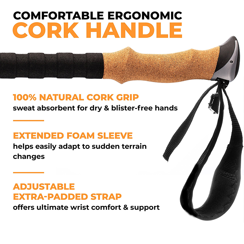 Feistel Carbon Fiber Trekking Poles Lightweight Collapsible Hiking Poles, Shock-Absorbent Walking Sticks