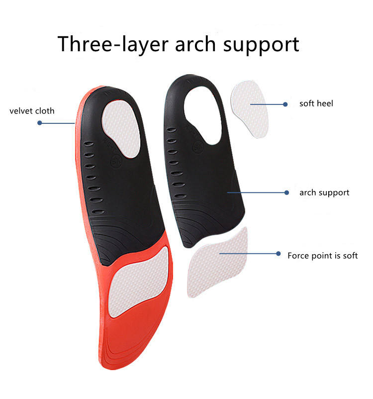 Printed Logo Sports Shoes Flat Feet Plantar Fasciitis Orthotics Arch Support Insole
